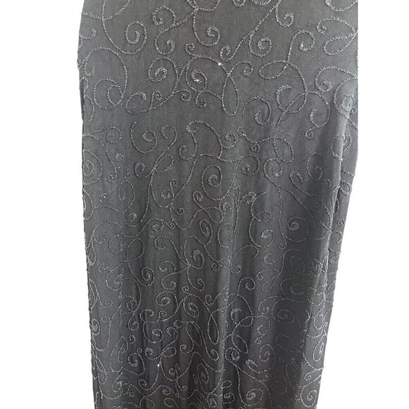 Cache Halter Beaded Dress S Black Maxi Vintage Gown Y2K 80s Whimsigoth Feminine - Picture 5 of 16